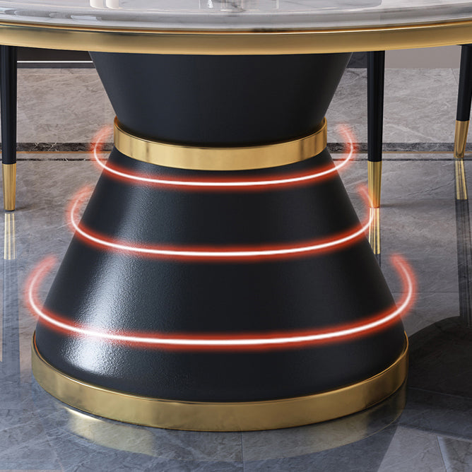 Round Kitchen Galm Sintered Stone Dining Table of Traditional Height for Dining Room Sets Clearhalo 'Dining Room Sets' 'Dining Tables & Seating' 'dining_room_set' 'furn' 'furn_dining_room_set' 'Furniture' 'furniture_dining_room_set' 'Kitchen & Dining Furniture' 'kitchen&dining_furn' 'kitchen' 3473485