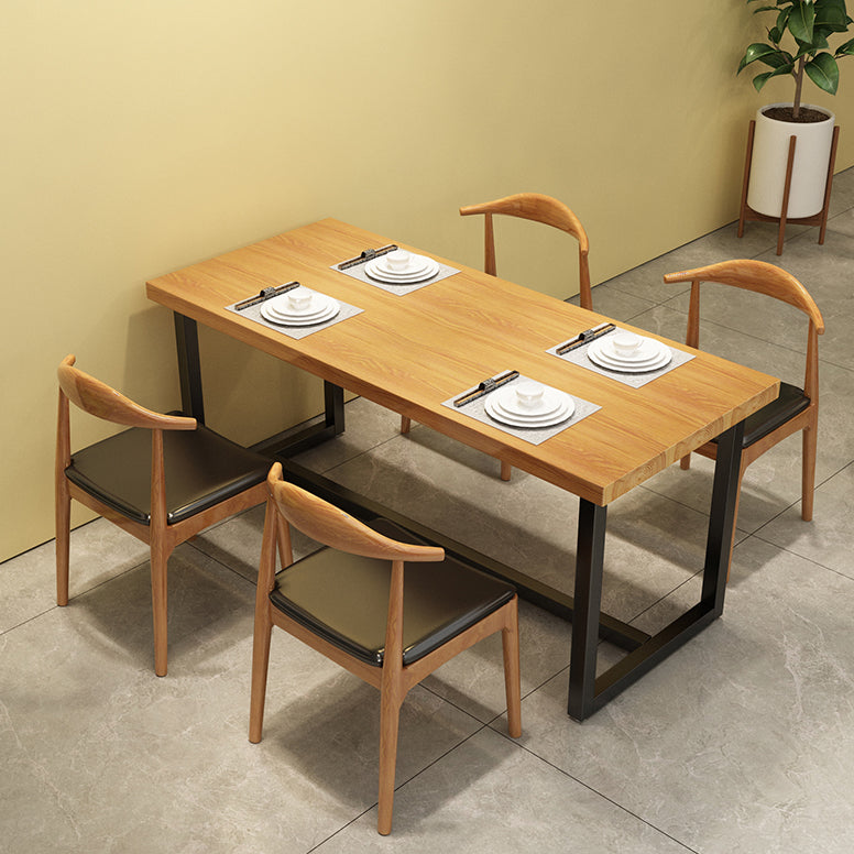 Industrial Style Solid Wood Top Dining Table with Rectangle Dinette Set with 4 Legs Table Brown 5 Piece Set Clearhalo 'Dining Room Sets' 'Dining Tables & Seating' 'dining_room_set' 'furn' 'furn_dining_room_set' 'Furniture' 'furniture_dining_room_set' 'Kitchen & Dining Furniture' 'kitchen&dining_furn' 'kitchen' 3473492