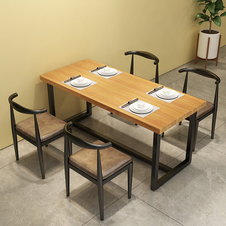 Industrial Style Solid Wood Top Dining Table with Rectangle Dinette Set with 4 Legs Table Black 5 Piece Set Clearhalo 'Dining Room Sets' 'Dining Tables & Seating' 'dining_room_set' 'furn' 'furn_dining_room_set' 'Furniture' 'furniture_dining_room_set' 'Kitchen & Dining Furniture' 'kitchen&dining_furn' 'kitchen' 3473493