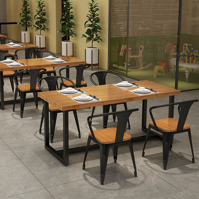 Industrial Style Solid Wood Top Dining Table with Rectangle Dinette Set with 4 Legs Table Clearhalo 'Dining Room Sets' 'Dining Tables & Seating' 'dining_room_set' 'furn' 'furn_dining_room_set' 'Furniture' 'furniture_dining_room_set' 'Kitchen & Dining Furniture' 'kitchen&dining_furn' 'kitchen' 3473502