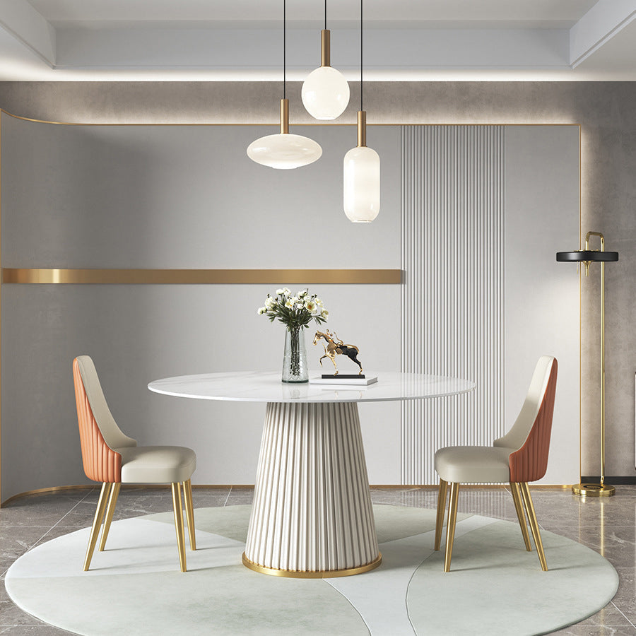 Nordic Sintered Stone Dining Room Set with Round Leg Dining Furniture for Home Use 3 Piece Set Clearhalo 'Dining Room Sets' 'Dining Tables & Seating' 'dining_room_set' 'furn' 'furn_dining_room_set' 'Furniture' 'furniture_dining_room_set' 'Kitchen & Dining Furniture' 'kitchen&dining_furn' 'kitchen' 3473504