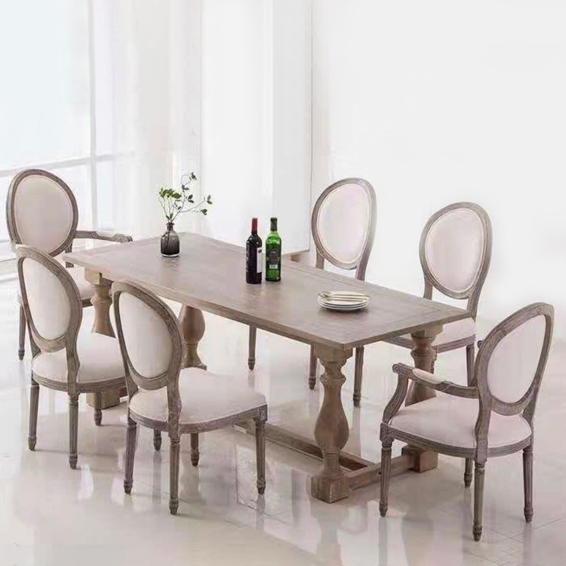 Farmhouse Style Fixed Solid Wood Dining Room Table with 4 Solid Wood Legs Kitchen Dining Set 7 Piece Set Clearhalo 'Dining Room Sets' 'Dining Tables & Seating' 'dining_room_set' 'furn' 'furn_dining_room_set' 'Furniture' 'furniture_dining_room_set' 'Kitchen & Dining Furniture' 'kitchen&dining_furn' 'kitchen' 3473520