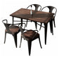 Industrial Style Solid Wood Dining Set with Brown Rectangle Table and 4 Black Legs Base Clearhalo 'Dining Room Sets' 'Dining Tables & Seating' 'dining_room_set' 'furn' 'furn_dining_room_set' 'Furniture' 'furniture_dining_room_set' 'Kitchen & Dining Furniture' 'kitchen&dining_furn' 'kitchen' 3473536