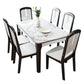 Traditional Style Marble Dining Set with White Fixed Table and 4 Black Legs Base Clearhalo 'Dining Room Sets' 'Dining Tables & Seating' 'dining_room_set' 'furn' 'furn_dining_room_set' 'Furniture' 'furniture_dining_room_set' 'Kitchen & Dining Furniture' 'kitchen&dining_furn' 'kitchen' 3473547