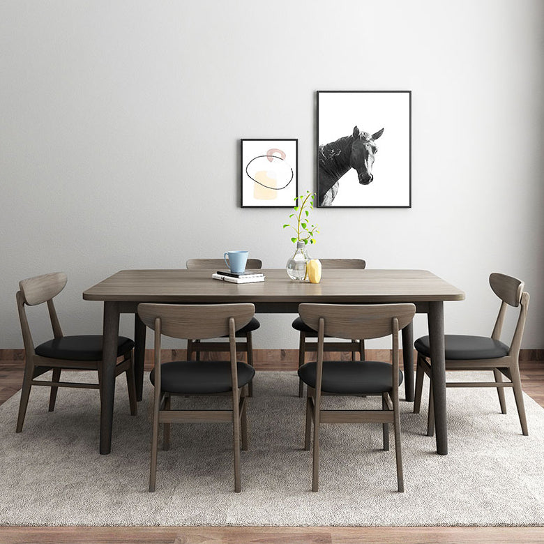 Traditional Style Solid Wood Dining Set with Fixed Table and 4 Legs Base 7 Piece Set Clearhalo 'Dining Room Sets' 'Dining Tables & Seating' 'dining_room_set' 'furn' 'furn_dining_room_set' 'Furniture' 'furniture_dining_room_set' 'Kitchen & Dining Furniture' 'kitchen&dining_furn' 'kitchen' 3473566