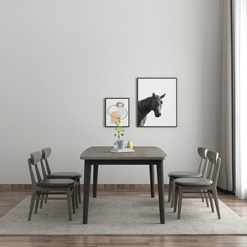 Traditional Style Solid Wood Dining Set with Fixed Table and 4 Legs Base Clearhalo 'Dining Room Sets' 'Dining Tables & Seating' 'dining_room_set' 'furn' 'furn_dining_room_set' 'Furniture' 'furniture_dining_room_set' 'Kitchen & Dining Furniture' 'kitchen&dining_furn' 'kitchen' 3473568