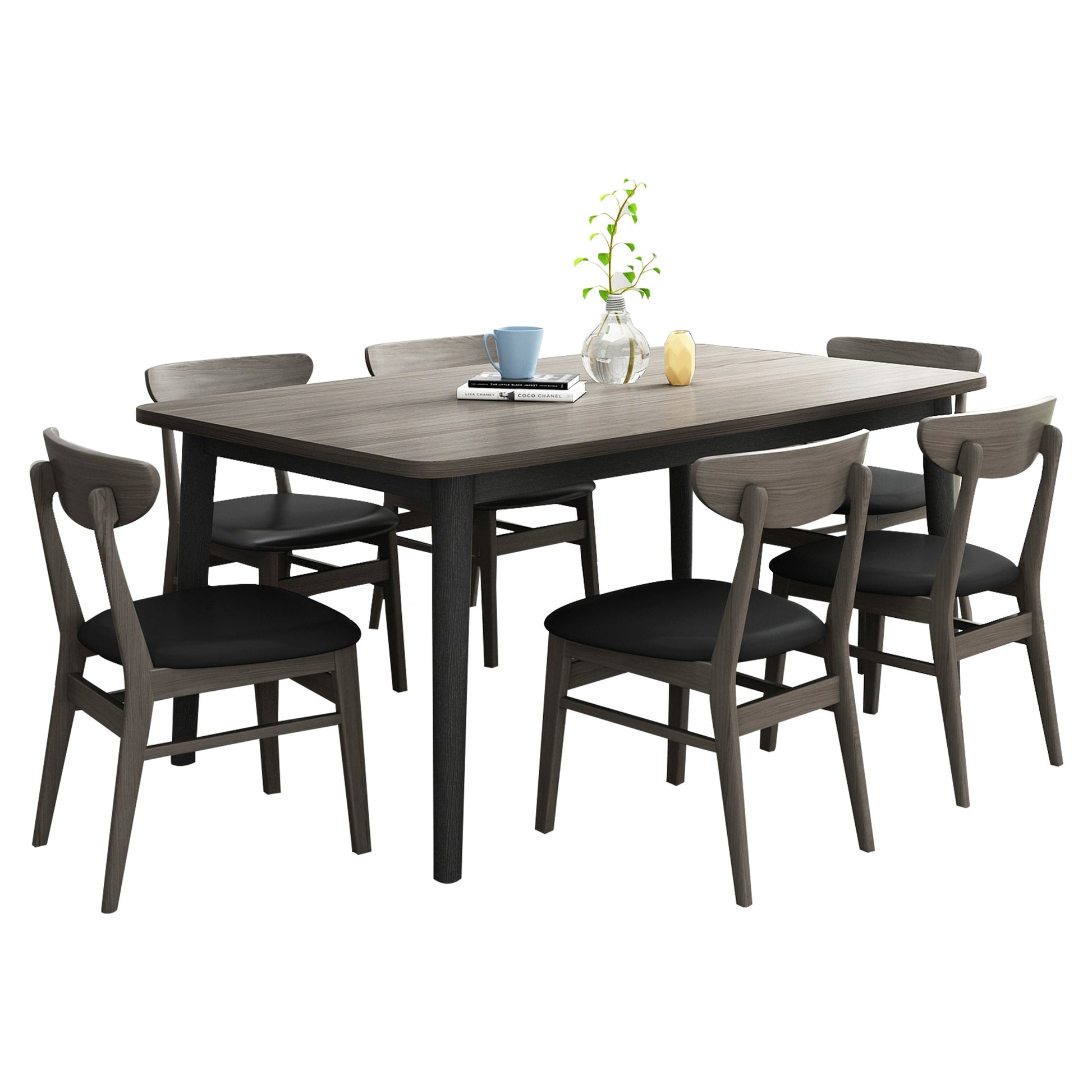 Traditional Style Solid Wood Dining Set with Fixed Table and 4 Legs Base Clearhalo 'Dining Room Sets' 'Dining Tables & Seating' 'dining_room_set' 'furn' 'furn_dining_room_set' 'Furniture' 'furniture_dining_room_set' 'Kitchen & Dining Furniture' 'kitchen&dining_furn' 'kitchen' 3473570