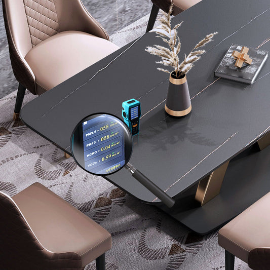 Minimalist Dining Room Set Rectangular Sintered Stone Dining Table with Metal Base Clearhalo 'Dining Room Sets' 'Dining Tables & Seating' 'dining_room_set' 'furn' 'furn_dining_room_set' 'Furniture' 'furniture_dining_room_set' 'Kitchen & Dining Furniture' 'kitchen&dining_furn' 'kitchen' 3473588