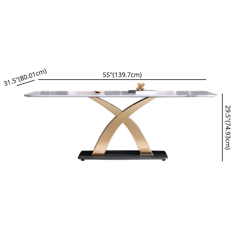 Minimalist Dining Room Set Rectangular Sintered Stone Dining Table with Metal Base Clearhalo 'Dining Room Sets' 'Dining Tables & Seating' 'dining_room_set' 'furn' 'furn_dining_room_set' 'Furniture' 'furniture_dining_room_set' 'Kitchen & Dining Furniture' 'kitchen&dining_furn' 'kitchen' 3473590