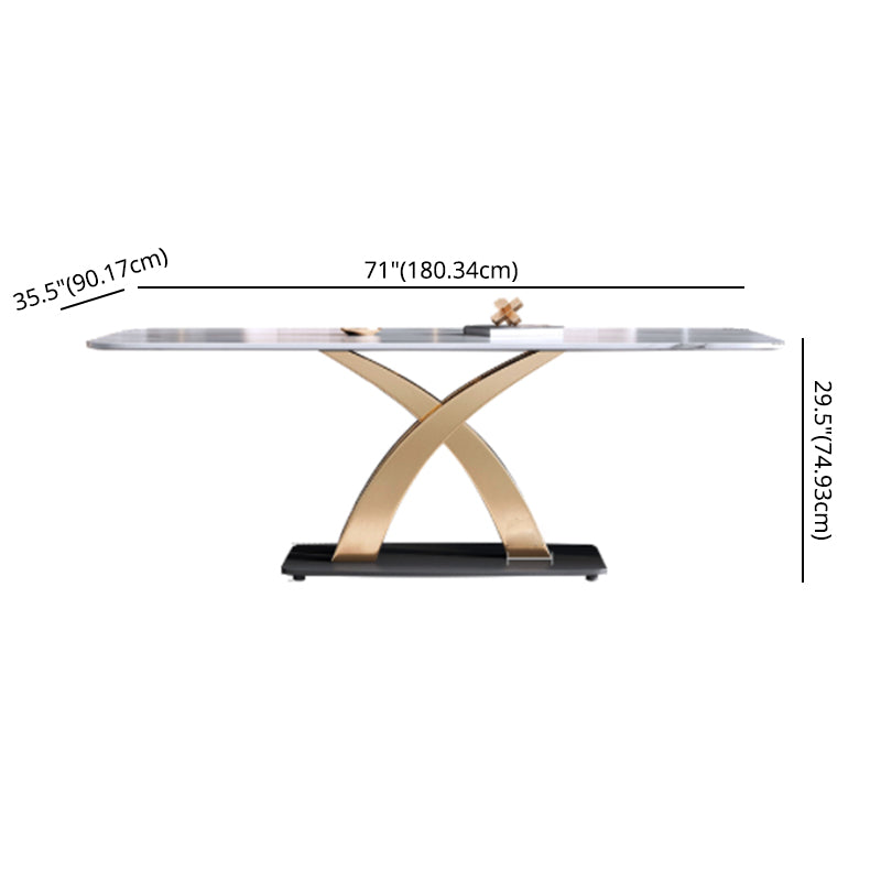 Minimalist Dining Room Set Rectangular Sintered Stone Dining Table with Metal Base Clearhalo 'Dining Room Sets' 'Dining Tables & Seating' 'dining_room_set' 'furn' 'furn_dining_room_set' 'Furniture' 'furniture_dining_room_set' 'Kitchen & Dining Furniture' 'kitchen&dining_furn' 'kitchen' 3473592