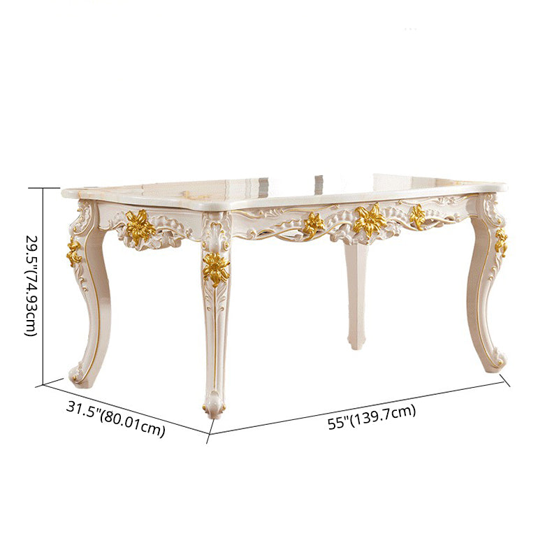 Victorian Marble Table Set of 5/7 with Rectangle Table Caved Dining Set with Leather Chairs Clearhalo 'Dining Room Sets' 'Dining Tables & Seating' 'dining_room_set' 'furn' 'furn_dining_room_set' 'Furniture' 'furniture_dining_room_set' 'Kitchen & Dining Furniture' 'kitchen&dining_furn' 'kitchen' 3473601