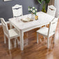 Victorian Style Marble Dining Set with White Fixed Table and 4 Legs Base Clearhalo 'Dining Room Sets' 'Dining Tables & Seating' 'dining_room_set' 'furn' 'furn_dining_room_set' 'Furniture' 'furniture_dining_room_set' 'Kitchen & Dining Furniture' 'kitchen&dining_furn' 'kitchen' 3473610