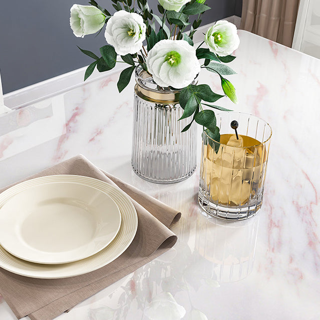 Victorian Style Marble Dining Set with White Fixed Table and 4 Legs Base Clearhalo 'Dining Room Sets' 'Dining Tables & Seating' 'dining_room_set' 'furn' 'furn_dining_room_set' 'Furniture' 'furniture_dining_room_set' 'Kitchen & Dining Furniture' 'kitchen&dining_furn' 'kitchen' 3473611