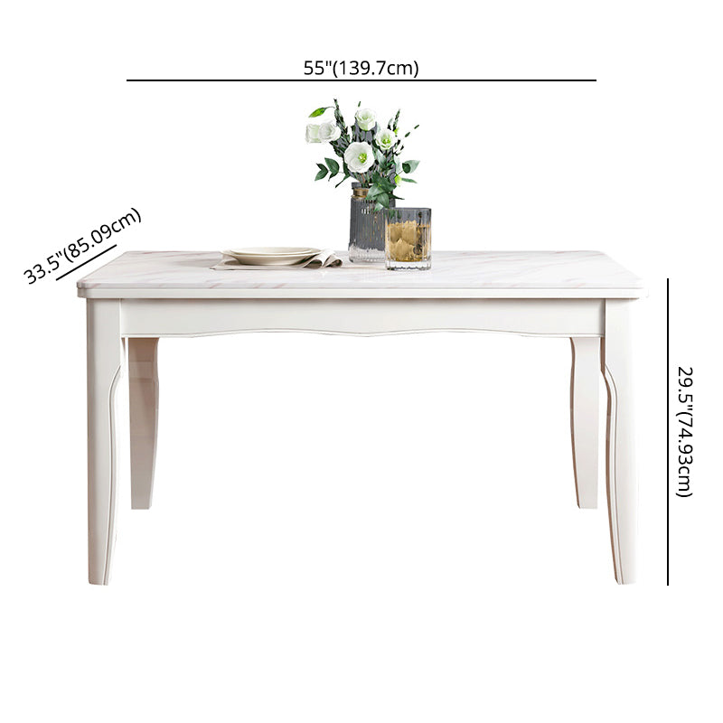 Victorian Style Marble Dining Set with White Fixed Table and 4 Legs Base Clearhalo 'Dining Room Sets' 'Dining Tables & Seating' 'dining_room_set' 'furn' 'furn_dining_room_set' 'Furniture' 'furniture_dining_room_set' 'Kitchen & Dining Furniture' 'kitchen&dining_furn' 'kitchen' 3473617