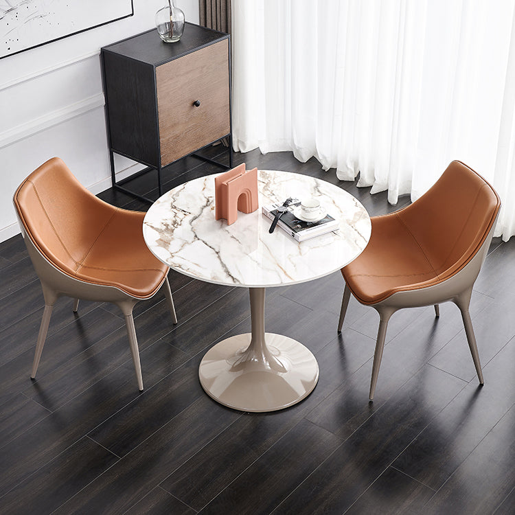 Sintered Stone Modern DiningRoomTableSet with Round Table and Pedestal Base Dinette Set 3 Piece Set Clearhalo 'Dining Room Sets' 'Dining Tables & Seating' 'dining_room_set' 'furn' 'furn_dining_room_set' 'Furniture' 'furniture_dining_room_set' 'Kitchen & Dining Furniture' 'kitchen&dining_furn' 'kitchen' 3473637