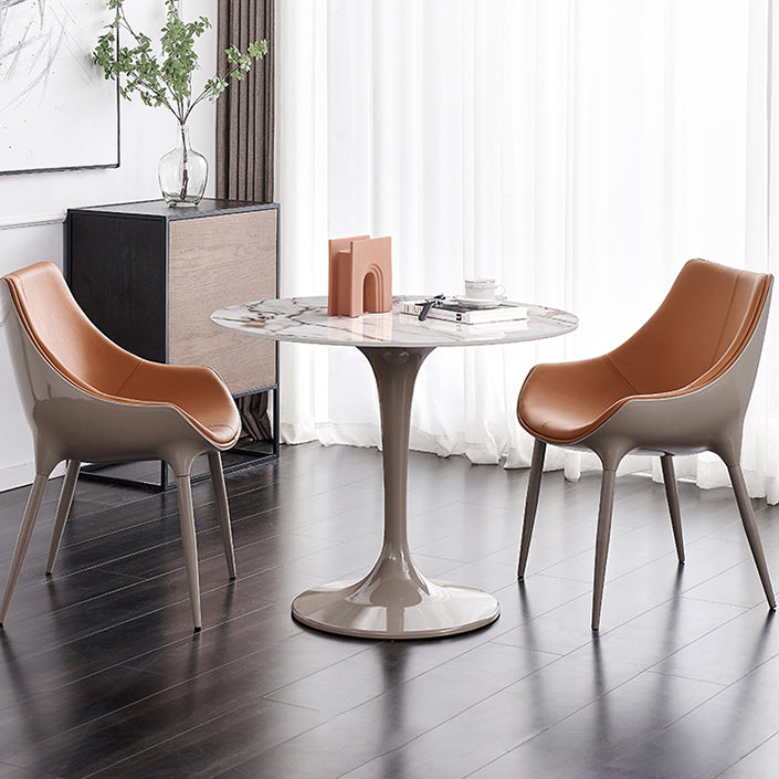 Sintered Stone Modern DiningRoomTableSet with Round Table and Pedestal Base Dinette Set Clearhalo 'Dining Room Sets' 'Dining Tables & Seating' 'dining_room_set' 'furn' 'furn_dining_room_set' 'Furniture' 'furniture_dining_room_set' 'Kitchen & Dining Furniture' 'kitchen&dining_furn' 'kitchen' 3473638