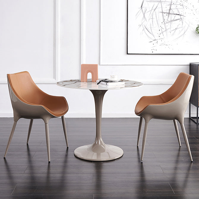 Sintered Stone Modern DiningRoomTableSet with Round Table and Pedestal Base Dinette Set Clearhalo 'Dining Room Sets' 'Dining Tables & Seating' 'dining_room_set' 'furn' 'furn_dining_room_set' 'Furniture' 'furniture_dining_room_set' 'Kitchen & Dining Furniture' 'kitchen&dining_furn' 'kitchen' 3473639