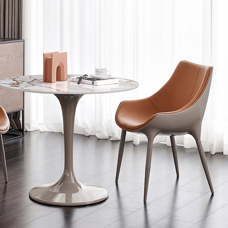 Sintered Stone Modern DiningRoomTableSet with Round Table and Pedestal Base Dinette Set Clearhalo 'Dining Room Sets' 'Dining Tables & Seating' 'dining_room_set' 'furn' 'furn_dining_room_set' 'Furniture' 'furniture_dining_room_set' 'Kitchen & Dining Furniture' 'kitchen&dining_furn' 'kitchen' 3473644