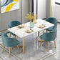 Scandinavian Dining Table Set with Marble Dining Table and Padded Chairs Clearhalo 'Dining Room Sets' 'Dining Tables & Seating' 'dining_room_set' 'furn' 'furn_dining_room_set' 'Furniture' 'furniture_dining_room_set' 'Kitchen & Dining Furniture' 'kitchen&dining_furn' 'kitchen' 3473654