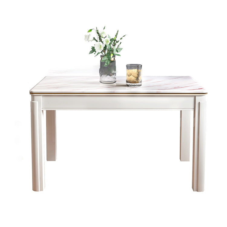 Victorian Style Marble Dining Set with White Fixed Table and 4 Legs Base for Home Use Clearhalo 'Dining Room Sets' 'Dining Tables & Seating' 'dining_room_set' 'furn' 'furn_dining_room_set' 'Furniture' 'furniture_dining_room_set' 'Kitchen & Dining Furniture' 'kitchen&dining_furn' 'kitchen' 3473664