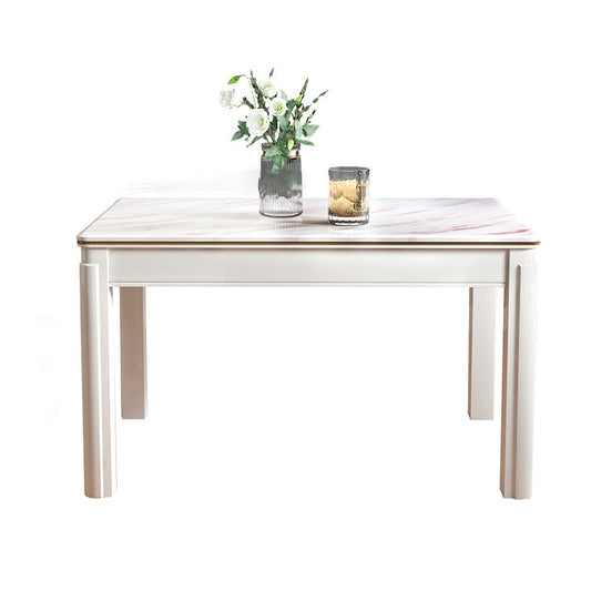 Victorian Style Marble Dining Set with White Fixed Table and 4 Legs Base for Home Use Clearhalo 'Dining Room Sets' 'Dining Tables & Seating' 'dining_room_set' 'furn' 'furn_dining_room_set' 'Furniture' 'furniture_dining_room_set' 'Kitchen & Dining Furniture' 'kitchen&dining_furn' 'kitchen' 3473664