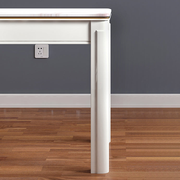 Victorian Style Marble Dining Set with White Fixed Table and 4 Legs Base for Home Use Clearhalo 'Dining Room Sets' 'Dining Tables & Seating' 'dining_room_set' 'furn' 'furn_dining_room_set' 'Furniture' 'furniture_dining_room_set' 'Kitchen & Dining Furniture' 'kitchen&dining_furn' 'kitchen' 3473668