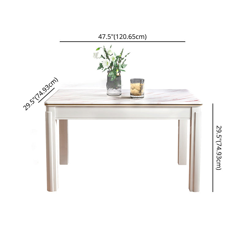 Victorian Style Marble Dining Set with White Fixed Table and 4 Legs Base for Home Use Clearhalo 'Dining Room Sets' 'Dining Tables & Seating' 'dining_room_set' 'furn' 'furn_dining_room_set' 'Furniture' 'furniture_dining_room_set' 'Kitchen & Dining Furniture' 'kitchen&dining_furn' 'kitchen' 3473669