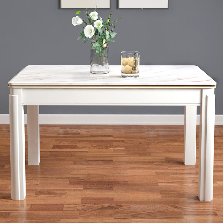 Victorian Style Marble Dining Set with White Fixed Table and 4 Legs Base for Home Use Clearhalo 'Dining Room Sets' 'Dining Tables & Seating' 'dining_room_set' 'furn' 'furn_dining_room_set' 'Furniture' 'furniture_dining_room_set' 'Kitchen & Dining Furniture' 'kitchen&dining_furn' 'kitchen' 3473673