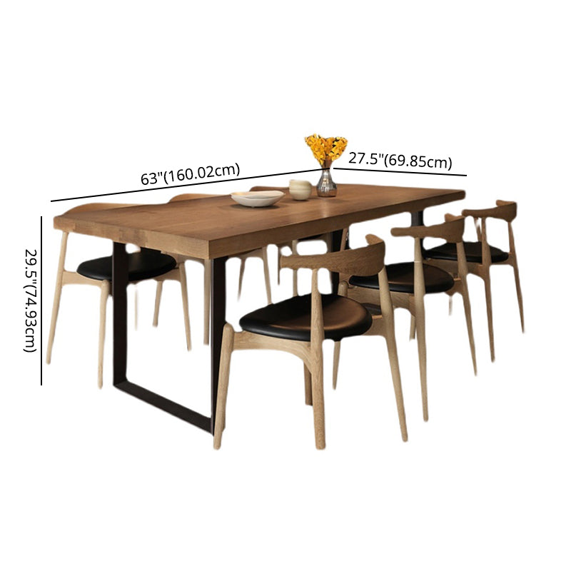 Rectangle Industrial Style DiningRoomTableSet Solid Wood Top DiningSet with 4 Legs Table Clearhalo 'Dining Room Sets' 'Dining Tables & Seating' 'dining_room_set' 'furn' 'furn_dining_room_set' 'Furniture' 'furniture_dining_room_set' 'Kitchen & Dining Furniture' 'kitchen&dining_furn' 'kitchen' 3473696