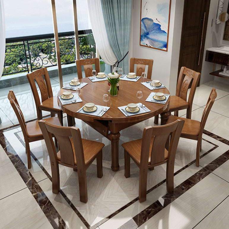 Traditional Wooden Dining Set Standard Height with Rectangle Top Dining Room Set 9 Piece Set Clearhalo 'Dining Room Sets' 'Dining Tables & Seating' 'dining_room_set' 'furn' 'furn_dining_room_set' 'Furniture' 'furniture_dining_room_set' 'Kitchen & Dining Furniture' 'kitchen&dining_furn' 'kitchen' 3473703
