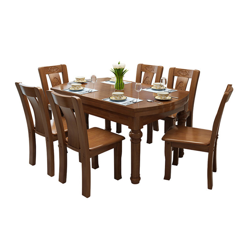 Traditional Wooden Dining Set Standard Height with Rectangle Top Dining Room Set Clearhalo 'Dining Room Sets' 'Dining Tables & Seating' 'dining_room_set' 'furn' 'furn_dining_room_set' 'Furniture' 'furniture_dining_room_set' 'Kitchen & Dining Furniture' 'kitchen&dining_furn' 'kitchen' 3473706