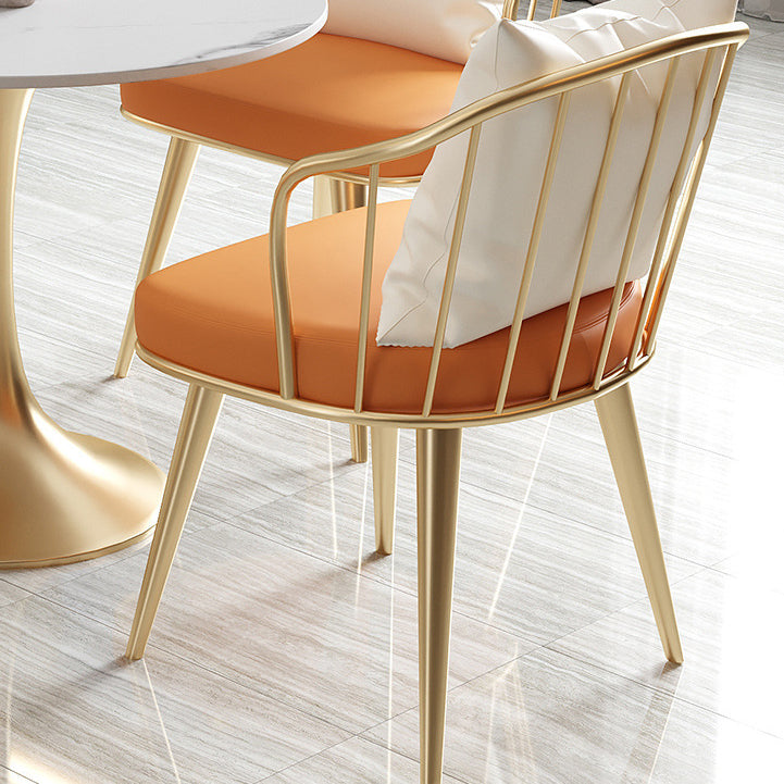 Glam Sintered Stone White Dining Room Set with Round Table and Metal Base Dining Table Furniture Clearhalo 'Dining Room Sets' 'Dining Tables & Seating' 'dining_room_set' 'furn' 'furn_dining_room_set' 'Furniture' 'furniture_dining_room_set' 'Kitchen & Dining Furniture' 'kitchen&dining_furn' 'kitchen' 3473718