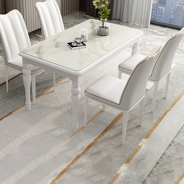 Traditional Solid Wood Top Dining Set with 4 White Solid Wood Legs for Dining Furniture 5 Piece Set Clearhalo 'Dining Room Sets' 'Dining Tables & Seating' 'dining_room_set' 'furn' 'furn_dining_room_set' 'Furniture' 'furniture_dining_room_set' 'Kitchen & Dining Furniture' 'kitchen&dining_furn' 'kitchen' 3473741