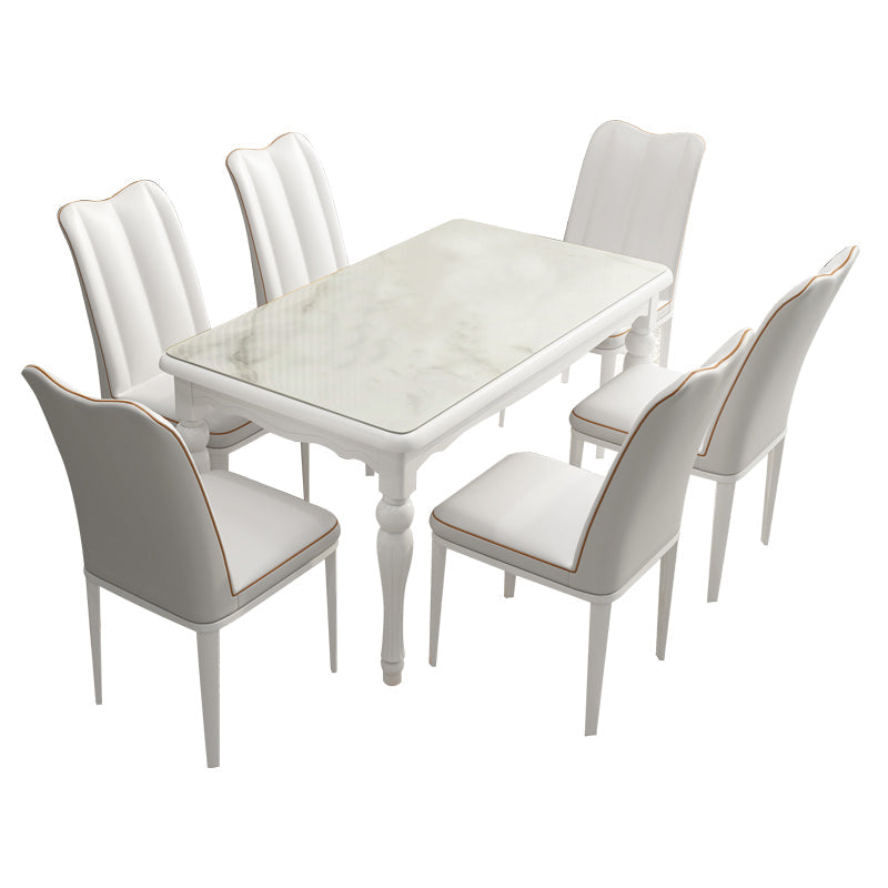 Traditional Solid Wood Top Dining Set with 4 White Solid Wood Legs for Dining Furniture Clearhalo 'Dining Room Sets' 'Dining Tables & Seating' 'dining_room_set' 'furn' 'furn_dining_room_set' 'Furniture' 'furniture_dining_room_set' 'Kitchen & Dining Furniture' 'kitchen&dining_furn' 'kitchen' 3473745