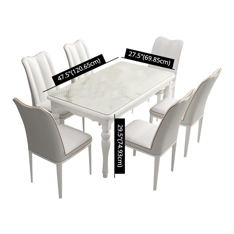 Traditional Solid Wood Top Dining Set with 4 White Solid Wood Legs for Dining Furniture Clearhalo 'Dining Room Sets' 'Dining Tables & Seating' 'dining_room_set' 'furn' 'furn_dining_room_set' 'Furniture' 'furniture_dining_room_set' 'Kitchen & Dining Furniture' 'kitchen&dining_furn' 'kitchen' 3473748