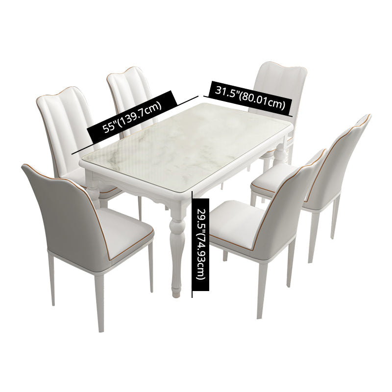 Traditional Solid Wood Top Dining Set with 4 White Solid Wood Legs for Dining Furniture Clearhalo 'Dining Room Sets' 'Dining Tables & Seating' 'dining_room_set' 'furn' 'furn_dining_room_set' 'Furniture' 'furniture_dining_room_set' 'Kitchen & Dining Furniture' 'kitchen&dining_furn' 'kitchen' 3473750