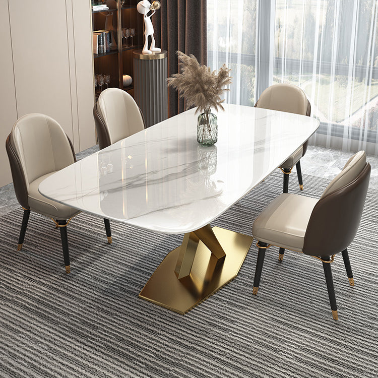Contemporary Dining Set Rectangular Dining Table with X-shaped Metal Shelf 5 Piece Set Clearhalo 'Dining Room Sets' 'Dining Tables & Seating' 'dining_room_set' 'furn' 'furn_dining_room_set' 'Furniture' 'furniture_dining_room_set' 'Kitchen & Dining Furniture' 'kitchen&dining_furn' 'kitchen' 3473752