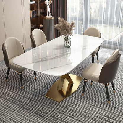 Contemporary Dining Set Rectangular Dining Table with X-shaped Metal Shelf 5 Piece Set Clearhalo 'Dining Room Sets' 'Dining Tables & Seating' 'dining_room_set' 'furn' 'furn_dining_room_set' 'Furniture' 'furniture_dining_room_set' 'Kitchen & Dining Furniture' 'kitchen&dining_furn' 'kitchen' 3473752