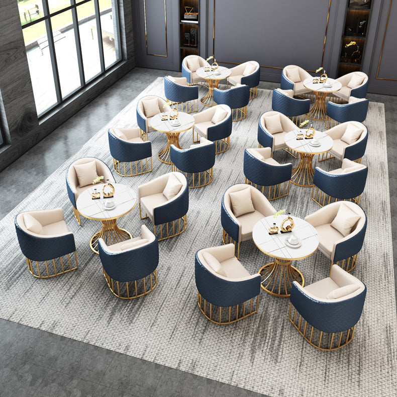 Modern Style Sintered Stone Dining Room Set with Round Table and Gold Leg Dining Table Furniture Clearhalo 'Dining Room Sets' 'Dining Tables & Seating' 'dining_room_set' 'furn' 'furn_dining_room_set' 'Furniture' 'furniture_dining_room_set' 'Kitchen & Dining Furniture' 'kitchen&dining_furn' 'kitchen' 3473779