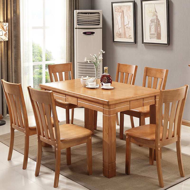 Traditional Wooden Dining Room Set with Rectangle Top and 4 Legs Base Dining Furniture 7 Piece Set Clearhalo 'Dining Room Sets' 'Dining Tables & Seating' 'dining_room_set' 'furn' 'furn_dining_room_set' 'Furniture' 'furniture_dining_room_set' 'Kitchen & Dining Furniture' 'kitchen&dining_furn' 'kitchen' 3473789