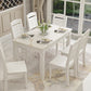Contemporary Style Marble Dining Set with White Fixed Table and 4 Legs Base for Home Use Clearhalo 'Dining Room Sets' 'Dining Tables & Seating' 'dining_room_set' 'furn' 'furn_dining_room_set' 'Furniture' 'furniture_dining_room_set' 'Kitchen & Dining Furniture' 'kitchen&dining_furn' 'kitchen' 3473803