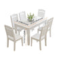 Contemporary Style Marble Dining Set with White Fixed Table and 4 Legs Base for Home Use Clearhalo 'Dining Room Sets' 'Dining Tables & Seating' 'dining_room_set' 'furn' 'furn_dining_room_set' 'Furniture' 'furniture_dining_room_set' 'Kitchen & Dining Furniture' 'kitchen&dining_furn' 'kitchen' 3473808