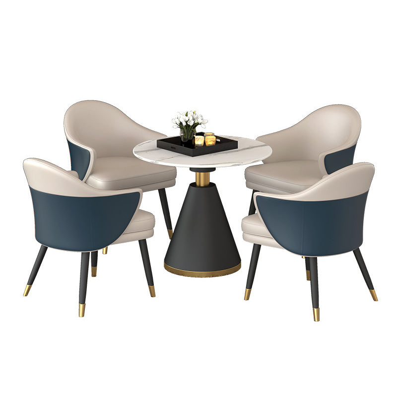 Scandinavian Kitchen Dining Room Set with Sintered Stone Top and Black Base Dining Furniture Blue 5 Piece Set Clearhalo 'Dining Room Sets' 'Dining Tables & Seating' 'dining_room_set' 'furn' 'furn_dining_room_set' 'Furniture' 'furniture_dining_room_set' 'Kitchen & Dining Furniture' 'kitchen&dining_furn' 'kitchen' 3473815