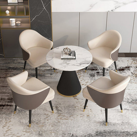 Scandinavian Kitchen Dining Room Set with Sintered Stone Top and Black Base Dining Furniture Clearhalo 'Dining Room Sets' 'Dining Tables & Seating' 'dining_room_set' 'furn' 'furn_dining_room_set' 'Furniture' 'furniture_dining_room_set' 'Kitchen & Dining Furniture' 'kitchen&dining_furn' 'kitchen' 3473819