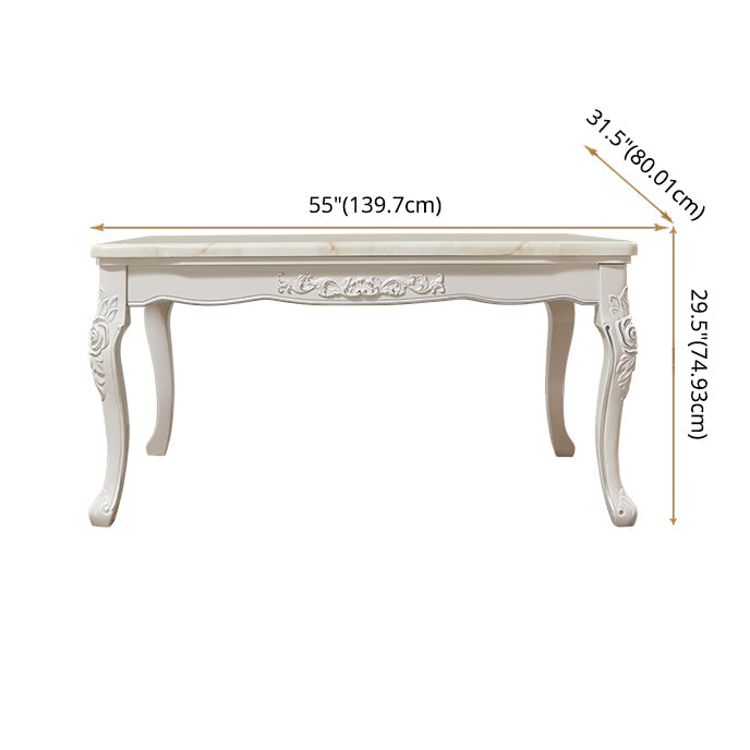 Victorian Marble Table Set of 5/7 with Rectangle Table Caved Dining Set with Textile Chairs Clearhalo 'Dining Room Sets' 'Dining Tables & Seating' 'dining_room_set' 'furn' 'furn_dining_room_set' 'Furniture' 'furniture_dining_room_set' 'Kitchen & Dining Furniture' 'kitchen&dining_furn' 'kitchen' 3473852