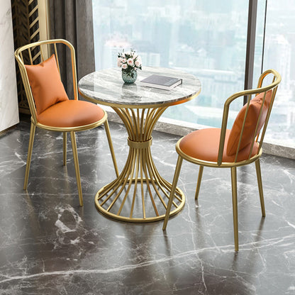 Glam Kitchen Dining Room Set with Sintered Stone Top and Metal Base Dining Furniture Orange 3 Piece Set Clearhalo 'Dining Room Sets' 'Dining Tables & Seating' 'dining_room_set' 'Furniture' 'furniture_dining_room_set' 'Kitchen & Dining Furniture' 'kitchen&dining_furn' 'kitchen' 3473860