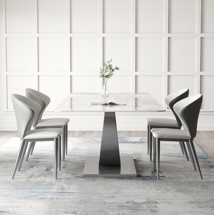 Modern Sintered Stone Dining Table Rectangular Dining Table Set with Metal Base Clearhalo 'Dining Room Sets' 'Dining Tables & Seating' 'dining_room_set' 'furn' 'furn_dining_room_set' 'Furniture' 'furniture_dining_room_set' 'Kitchen & Dining Furniture' 'kitchen&dining_furn' 'kitchen' 3473872