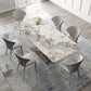 Modern Sintered Stone Dining Table Rectangular Dining Table Set with Metal Base 7 Piece Set Clearhalo 'Dining Room Sets' 'Dining Tables & Seating' 'dining_room_set' 'furn' 'furn_dining_room_set' 'Furniture' 'furniture_dining_room_set' 'Kitchen & Dining Furniture' 'kitchen&dining_furn' 'kitchen' 3473873