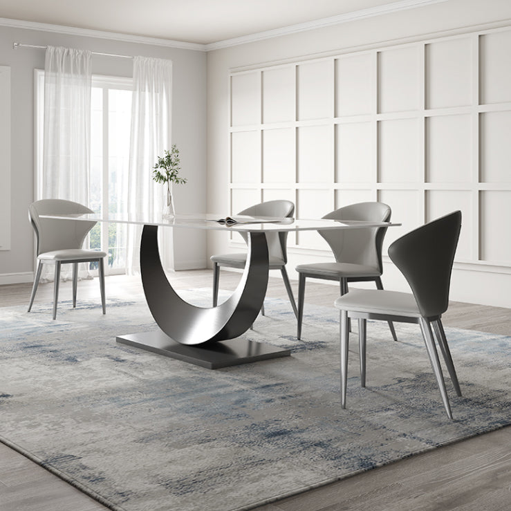 Modern Sintered Stone Dining Table Rectangular Dining Table Set with Metal Base Clearhalo 'Dining Room Sets' 'Dining Tables & Seating' 'dining_room_set' 'furn' 'furn_dining_room_set' 'Furniture' 'furniture_dining_room_set' 'Kitchen & Dining Furniture' 'kitchen&dining_furn' 'kitchen' 3473874