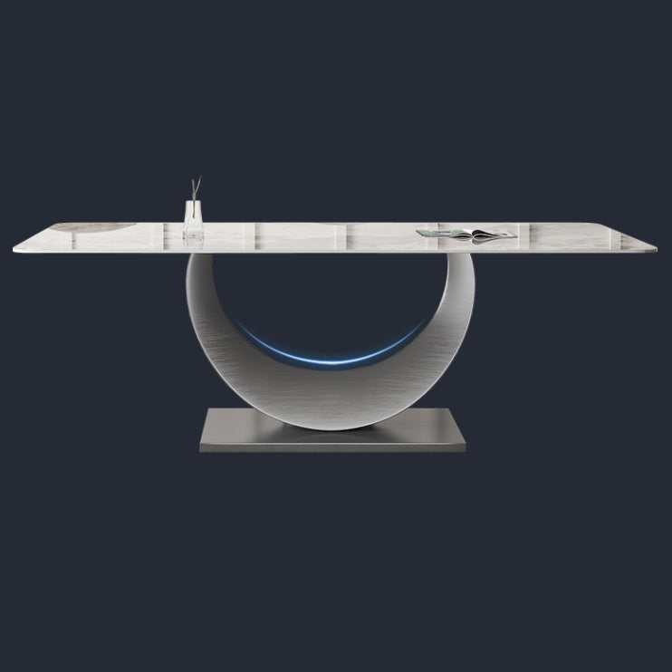 Modern Sintered Stone Dining Table Rectangular Dining Table Set with Metal Base Clearhalo 'Dining Room Sets' 'Dining Tables & Seating' 'dining_room_set' 'furn' 'furn_dining_room_set' 'Furniture' 'furniture_dining_room_set' 'Kitchen & Dining Furniture' 'kitchen&dining_furn' 'kitchen' 3473875